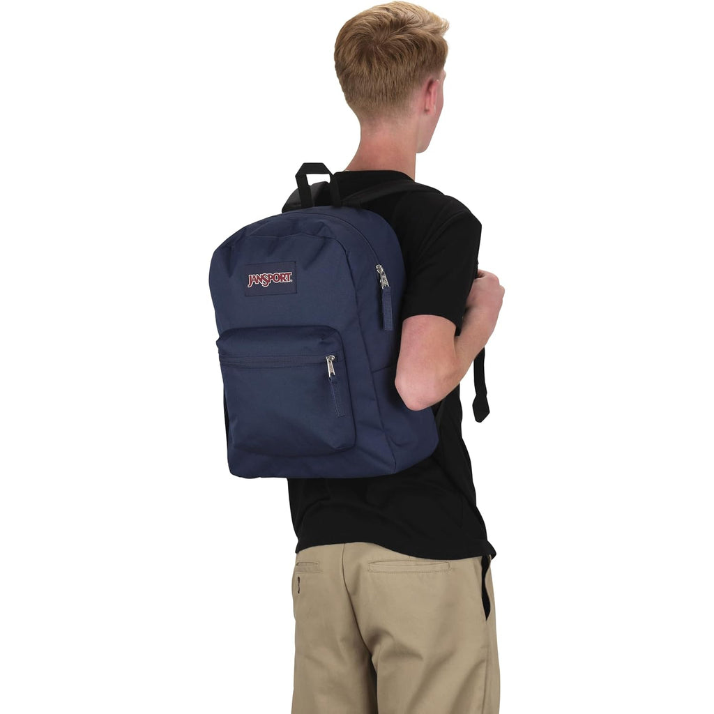 Jansport Cross Town Backpack 17" X 12.5" X 6" - Simple Bag For Everyone With 1 Main Compartment, Front Utility Pocket - Premium Class Accessories - Navy