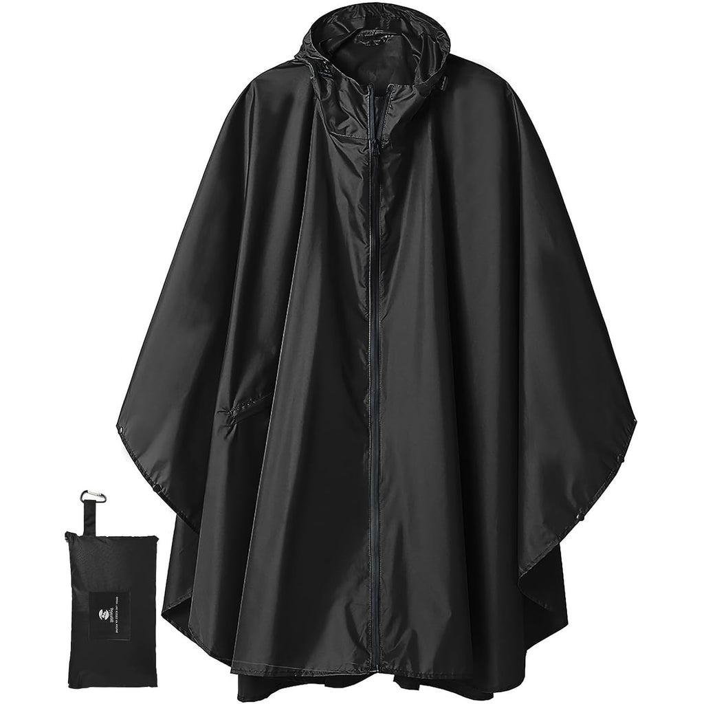 Saphirose Adult Rain Poncho Waterproof Hooded Zipper Raincoat With Pockets | Oeko-Tex Certified 100% Polyester, Lightweight Packable Storage Pouch, Heat-Sealed Seams, Quick-Dry For Outdoor Hiking