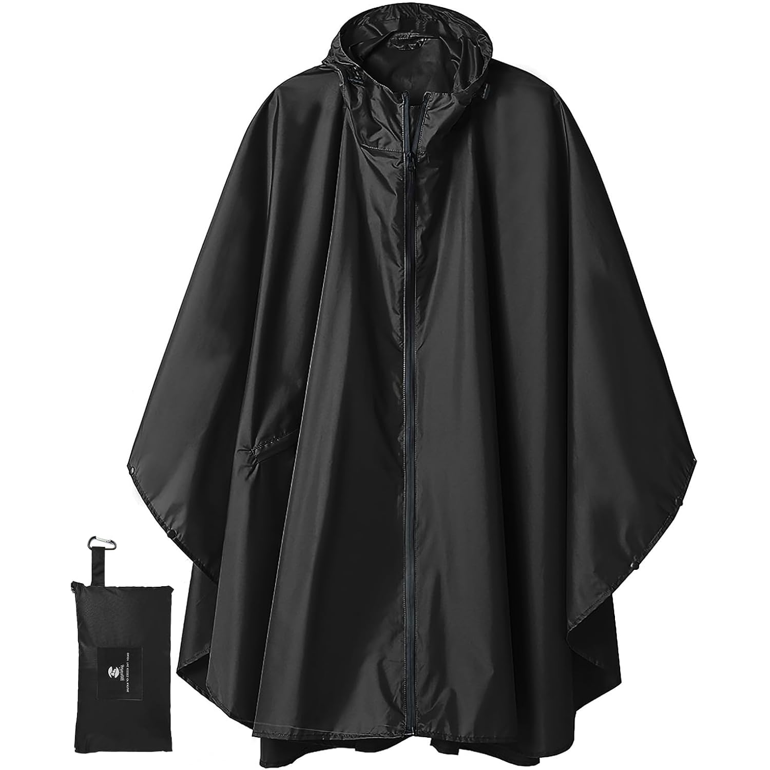 Saphirose Adult Rain Poncho Waterproof Hooded Zipper Raincoat With Pockets | Oeko-Tex Certified 100% Polyester, Lightweight Packable Storage Pouch, Heat-Sealed Seams, Quick-Dry For Outdoor Hiking