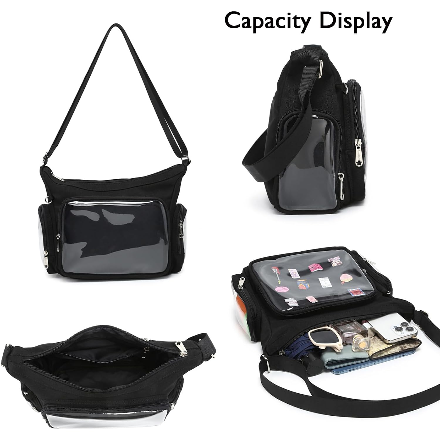 Canvas Ita Bag Crossbody Shoulder Bag Kawaii Purses And Handbags With Anime Pins Display Medium