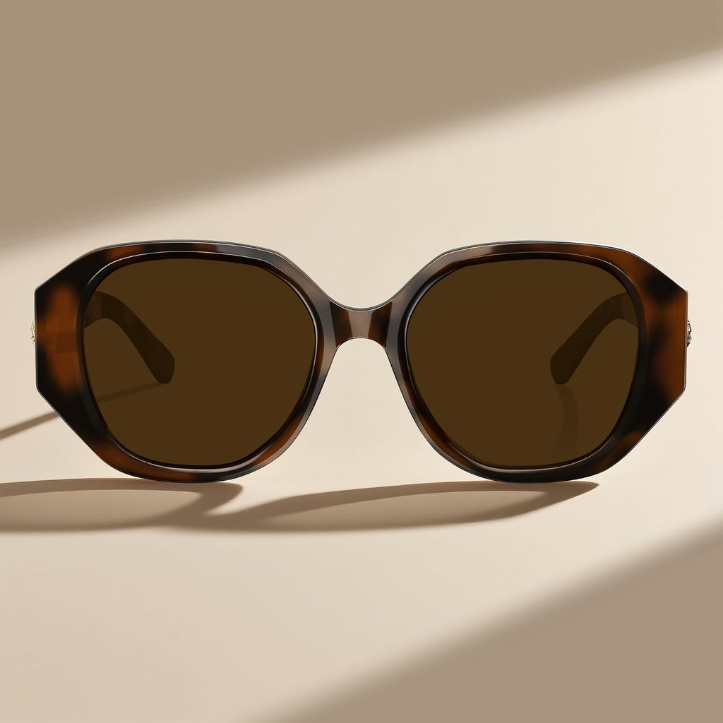 Oversized Polarized Sunglasses for Women Trendy Womens Designer Sunglasses UV Protection Square Frame Sun Glasses A01-light Tortoise / Brown - Gold