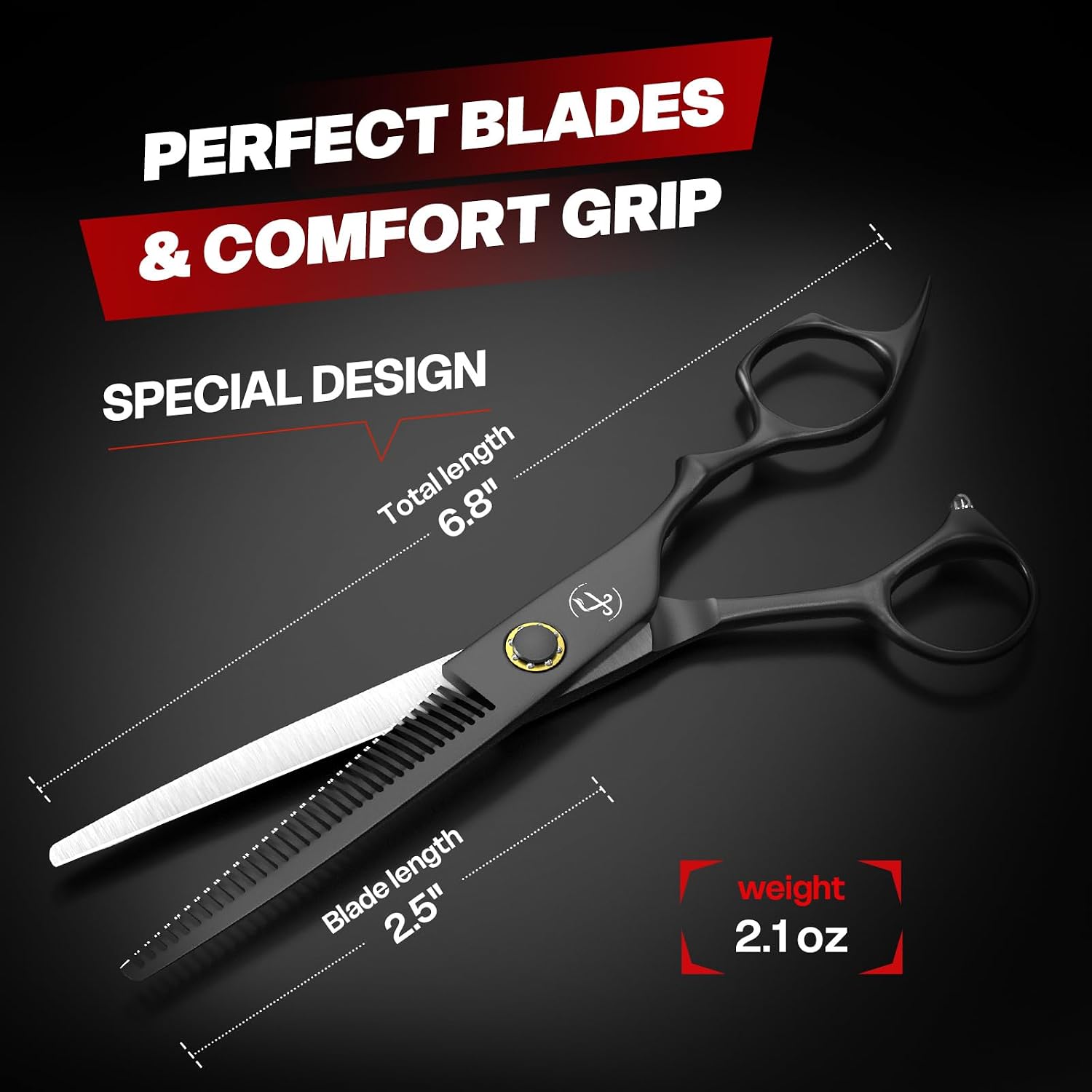 Professional Thinning Shears, High-End Japanese 440C Stainless Steel Hair Cutting Scissors With Sharp Edge Blades, 6.8 Inch Hair Cutting Shears, Right Hand Hair Scissors For Salon, Home, Pet