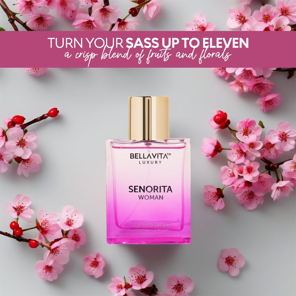 Bellavita Luxury Senorita Eau de Parfum | 100 ml (3.4 fl.oz.) | Perfume for Women | Fresh Floral, Yuzu, Peony, and Musk Notes | Long Lasting Women's Fragrance