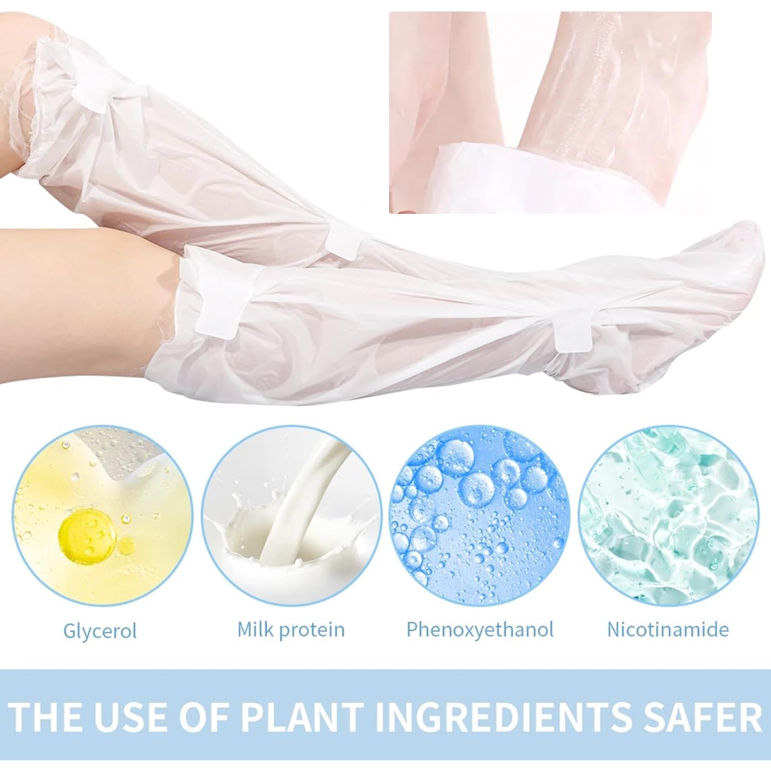 3 Pairs Hydrating Long Leg Feet Mask,Long Leg Feet Masque,Feet Peeling Mask,Moisturizing Nourishing Exfoliating Foot Mask for Women
