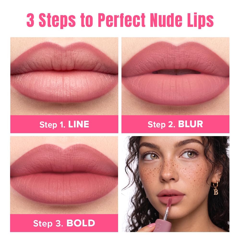 COLORGRAM NUDE BLUR TINT LIP TRIO KIT 01 COOL KIT | K-Beauty Makeup | Soft Matte Lip Stain | Powdery Finish | 2-in-1 Lip & Cheek | Lightweight & Buildable