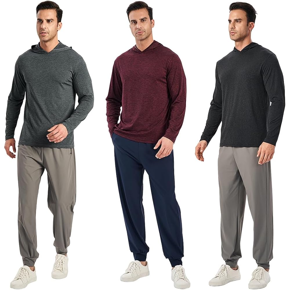 5 Pack Men'S Lightweight Pullover Hooded Tees – Long Sleeve Sweatshirts For Gym, Running, Fishing