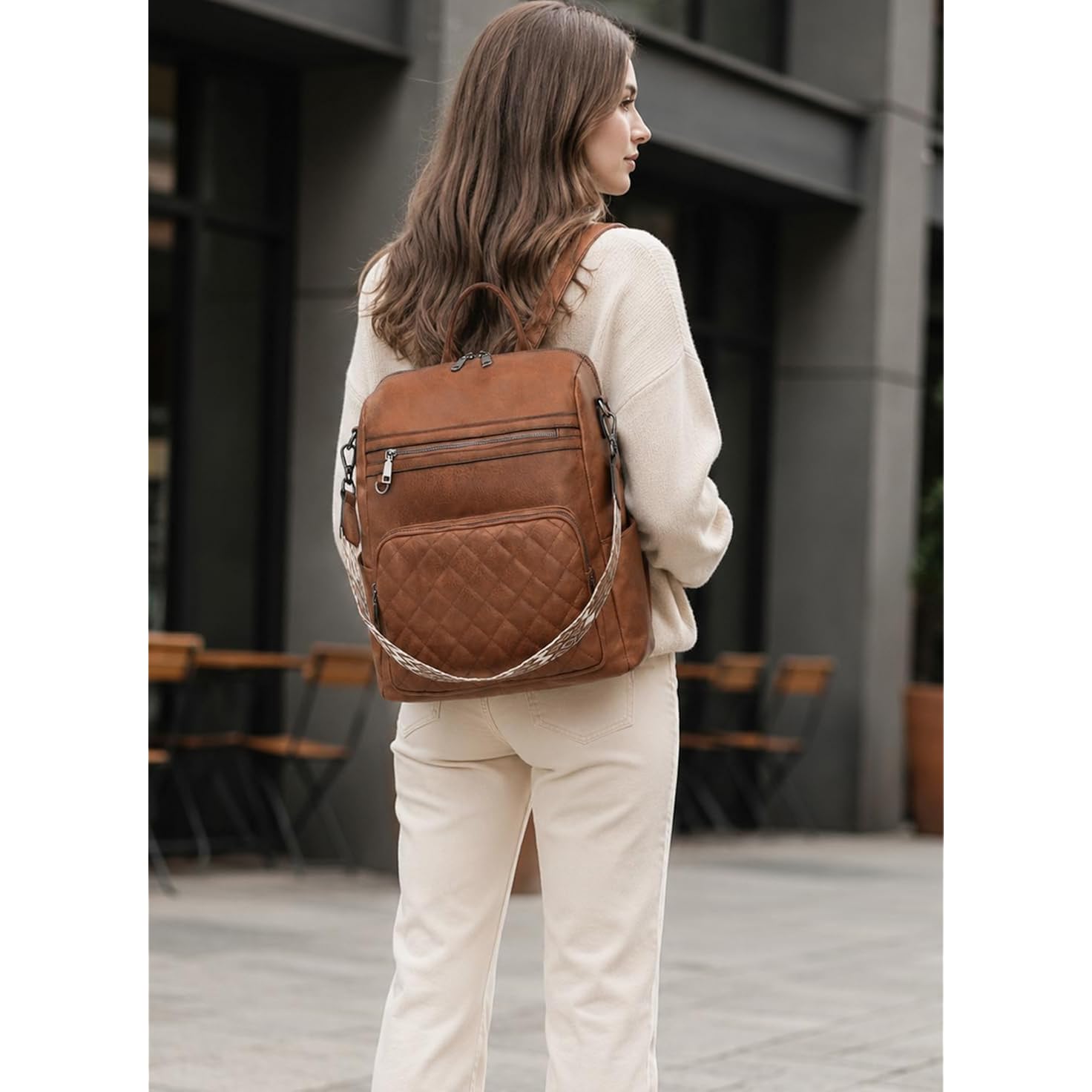 Tantomi Backpack Purse For Women Large Leather Convertible Backpack Ladies Shoulder Bag Fashion Backpack Handbags For Travel And Work (Brown)