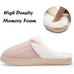 Women'S Slip On Fuzzy Slippers Memory Foam House Slippers Outdoor Indoor Warm Plush Bedroom Shoes Scuff With Faux Fur Lining