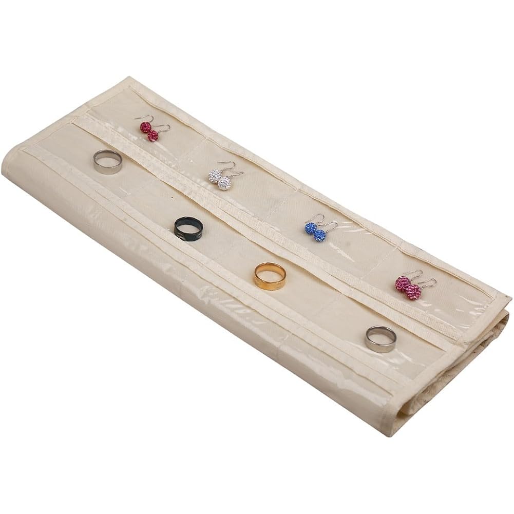 Hanging Jewelry Organizer,Accessories Organizer,80 Pocket Organizer For Holding Jewelries（Beige）