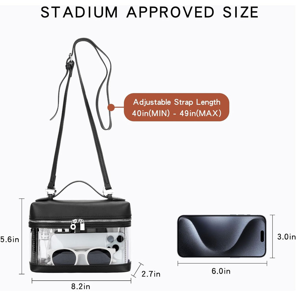 Kkxiu Clear Crossbody Bags For Women Stadium Approved Vegan Leather Transparent Purses For Concerts Sports