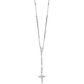 Bonyak Jewelry 14k White Gold Diamond-Cut 3mm Beaded Rosary 24 inch Necklace Graceful