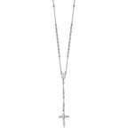 Bonyak Jewelry 14k White Gold Diamond-Cut 3mm Beaded Rosary 24 inch Necklace Graceful