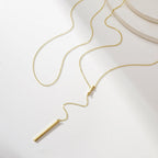 Yoosteel Long 14K-Gold-Plated Necklace for Women - Dainty Y-Shaped Necklaces Lariat Drop Chain Simple Jewelry Trendy Gift for Women