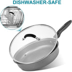 12 Inch Pan Lid - Glass Lid with Stainless Steel Handle for Frying Pan and Pots (12" Lid)