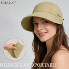 Huablo]Upf 50+Womens Sun Hat Uv Protection Hiking Fishing Hats Wide Brim Hat Adjustable Ponytail Packable Sun Cap