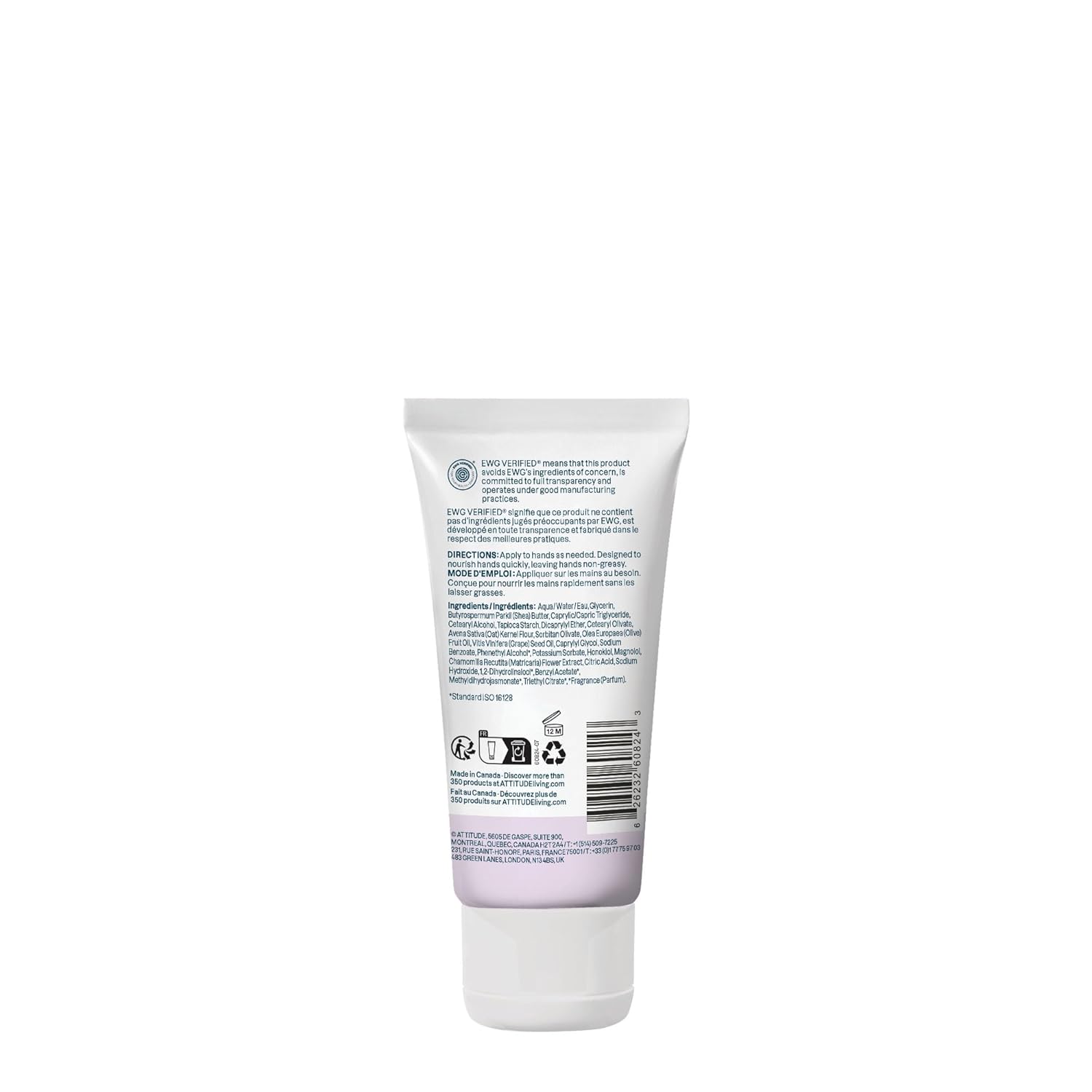 ATTITUDE Hand Cream for Sensitive Skin with Oat, EWG Verified, Dermatologically Tested, Vegan, Chamomile, 2.5 Fl Oz