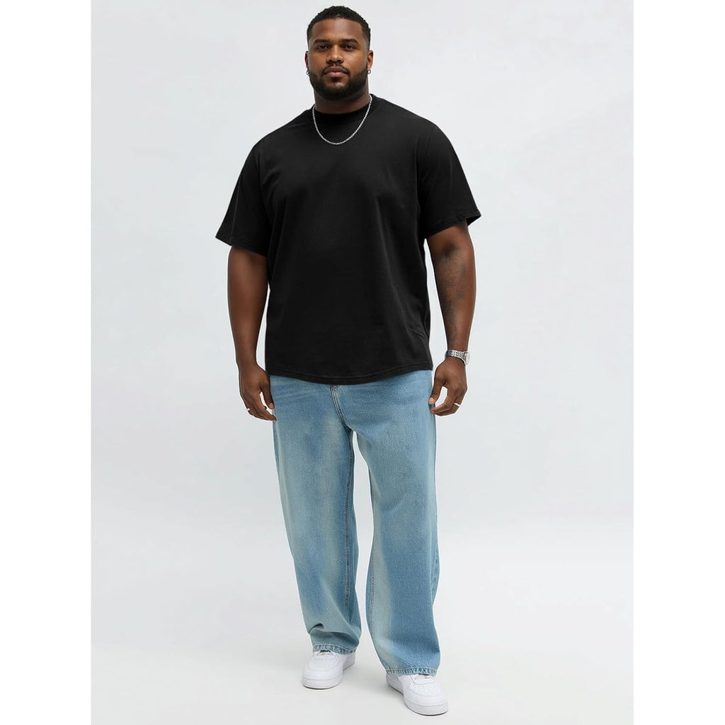 Runcati Mens Big And Tall Shirts Short Sleeve Crew Neck Casual T-Shirt Hipster Hip Hop Longline Tee Shirts