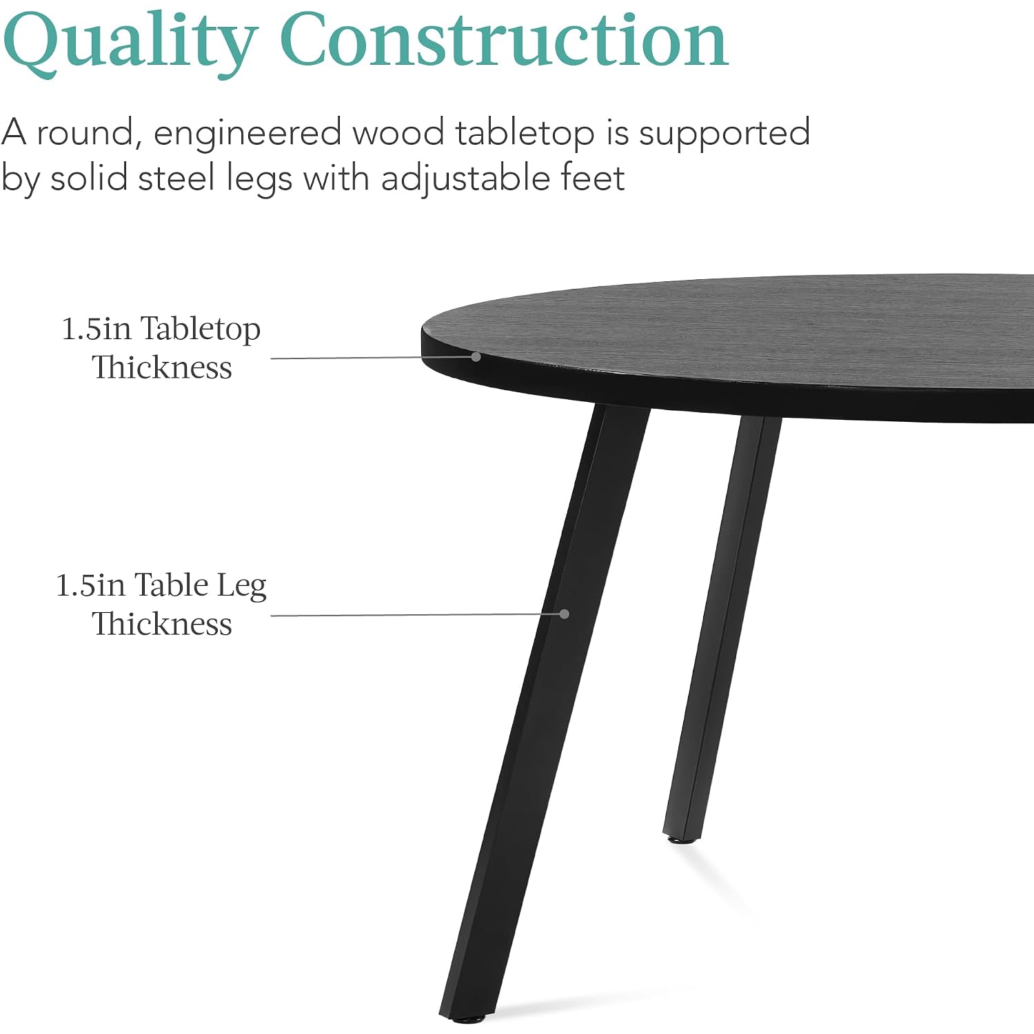Best Choice Products Round Dining Table 35.5”, Mid-Century Modern Kitchen Table For 2-4 People, Small Space Apartment Dinette, Wood Top W/Steel Legs - Black