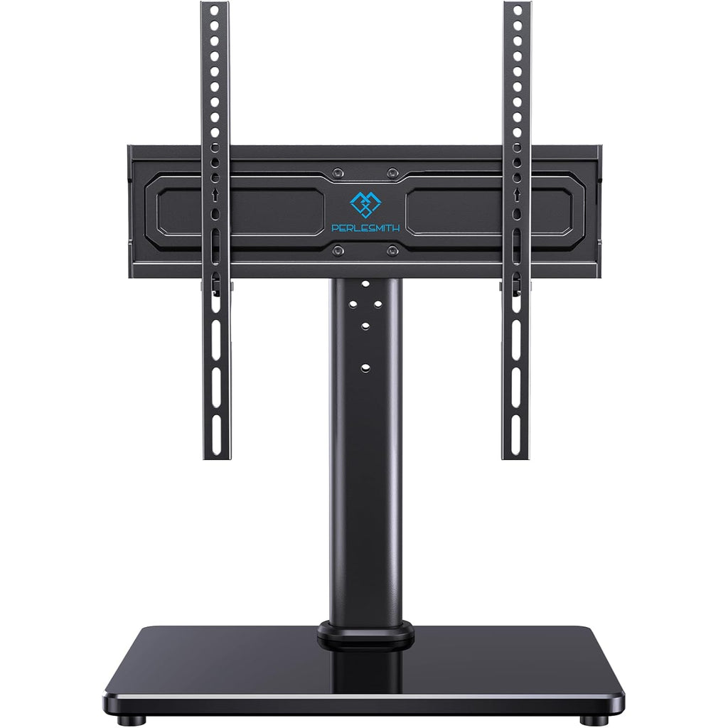 PERLESMITH Universal Swivel TV Stand for 24-60 inch TVs up to 99 lbs, 12 Height Adjustable Table Top TV Stand, TV Base Stand with Tempered Glass Base, Max VESA 400x400mm, PSTVS33
