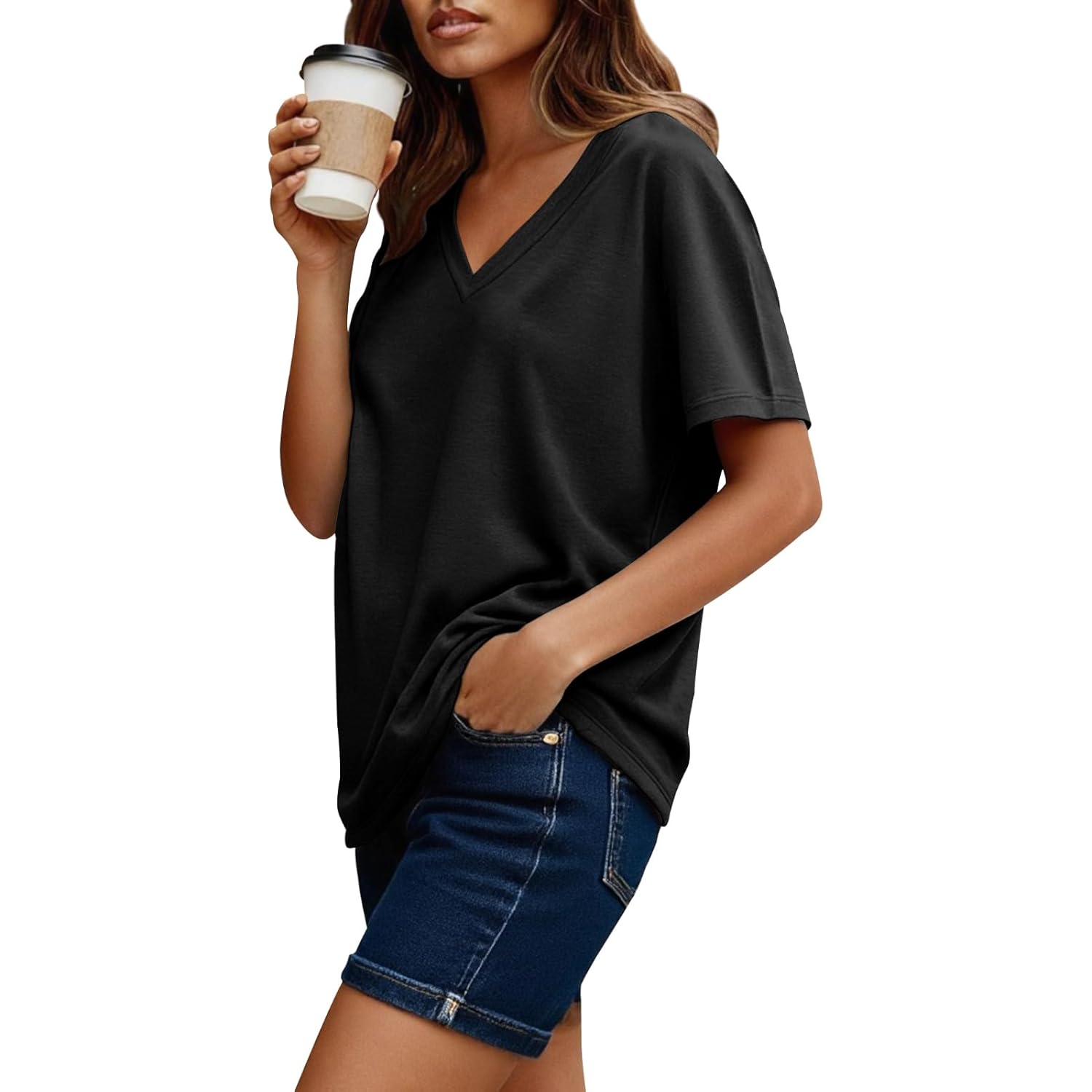 2 Pack Womens Summer Tops V Neck Short Sleeve T Shirts 2026 Basic Casual Tees Trending Clothes