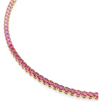 Swarovski Matrix Tennis necklace, Round cut, Pink, Gold-tone plated