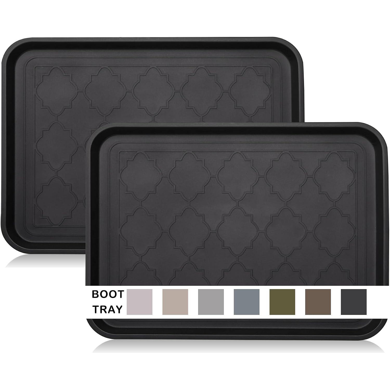 Wataniya Pet Boot Tray For Entryway Indoor, Heavy Duty Shoe Mat Tray 2 Packs, 16.7"X12.8" Waterproof Shoes Trays With Raised Edge, Outdoor Multi-Purpose Mats For Boots, Garden, Pets