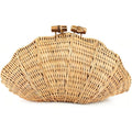 Cuxva Handwoven Shell Rattan Clutch For Women Summer Beach Straw Bags Sea Shell Clutch Purse