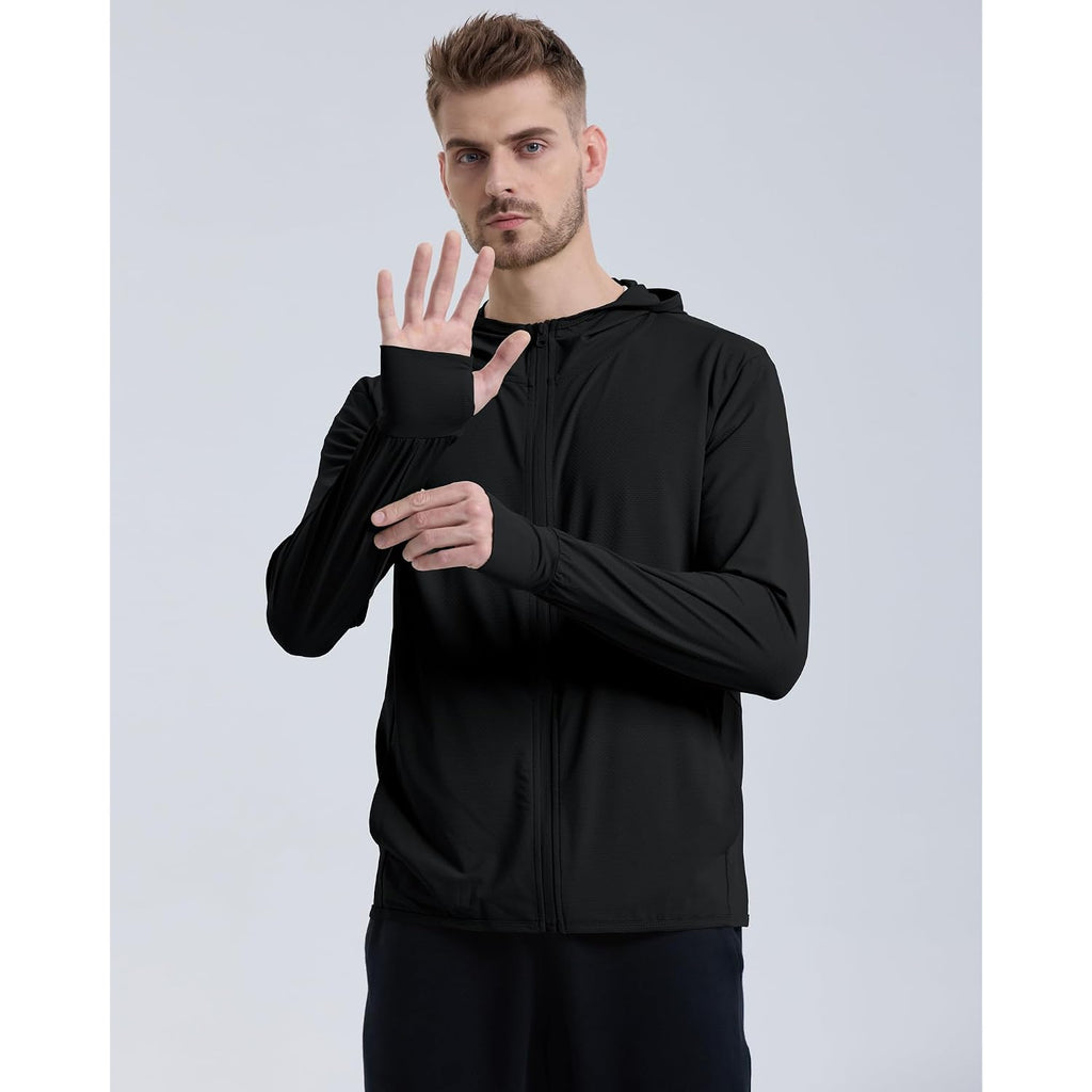 Men'S Upf 50+ Sun Protection Outdoor Lightweight Full Zip Hoodie Jacket Long Sleeve Fishing Hiking Performance Shirt