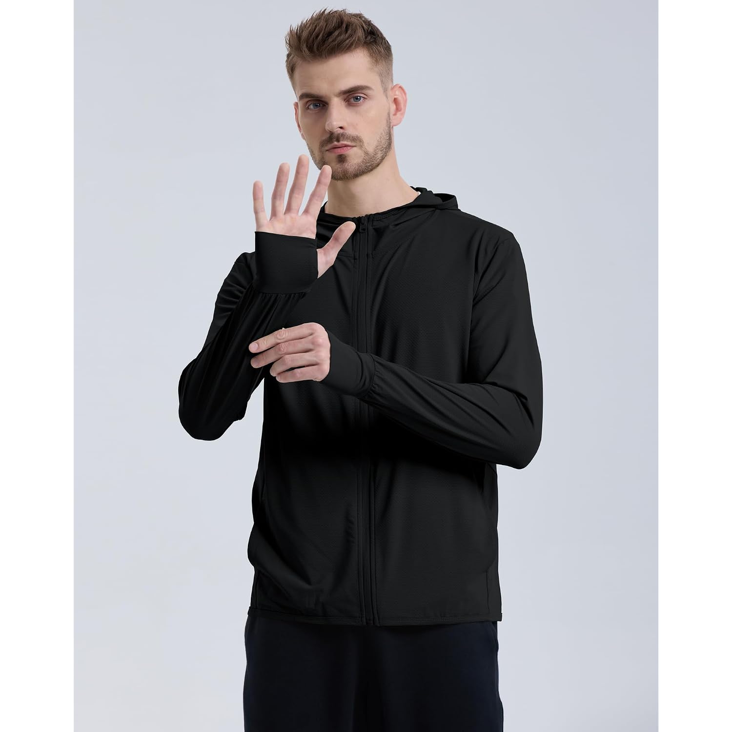Men'S Upf 50+ Sun Protection Outdoor Lightweight Full Zip Hoodie Jacket Long Sleeve Fishing Hiking Performance Shirt
