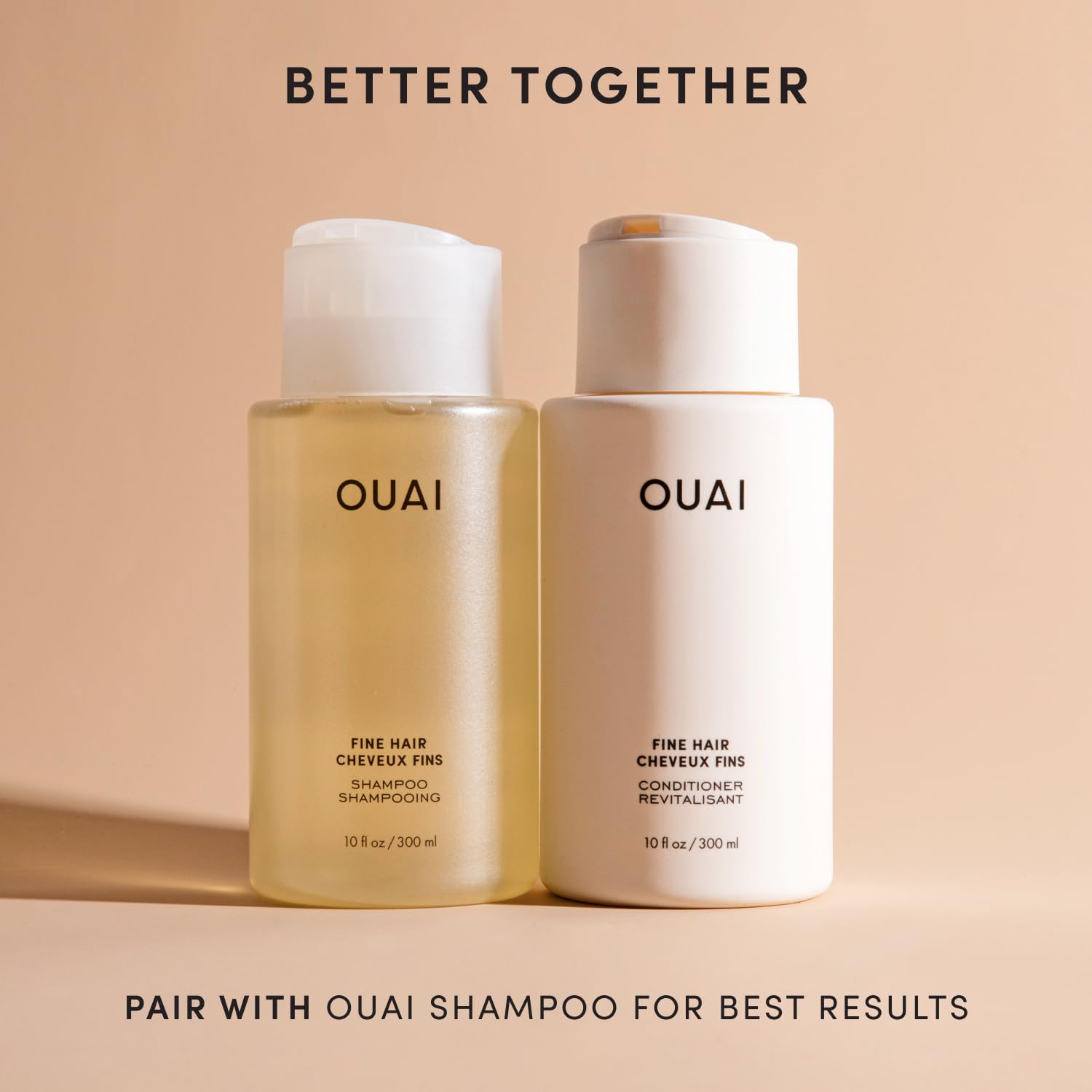 OUAI Fine Hair Conditioner - Volumizing Conditioner for Fine Hair Made with Keratin, Biotin and Chia Seed Oil - Adds Softness, Bounce and Volume - Free from Parabens, Sulfates, and Phthalates (10 Oz)