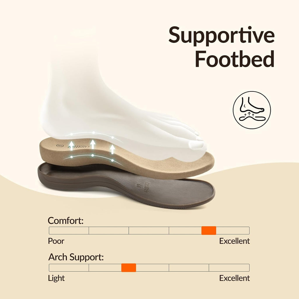 Rihero Orthopedic Sandals For Women Arch Support Comfortable Flat Sandals With Adjustable Strap For Summer Beach Walking