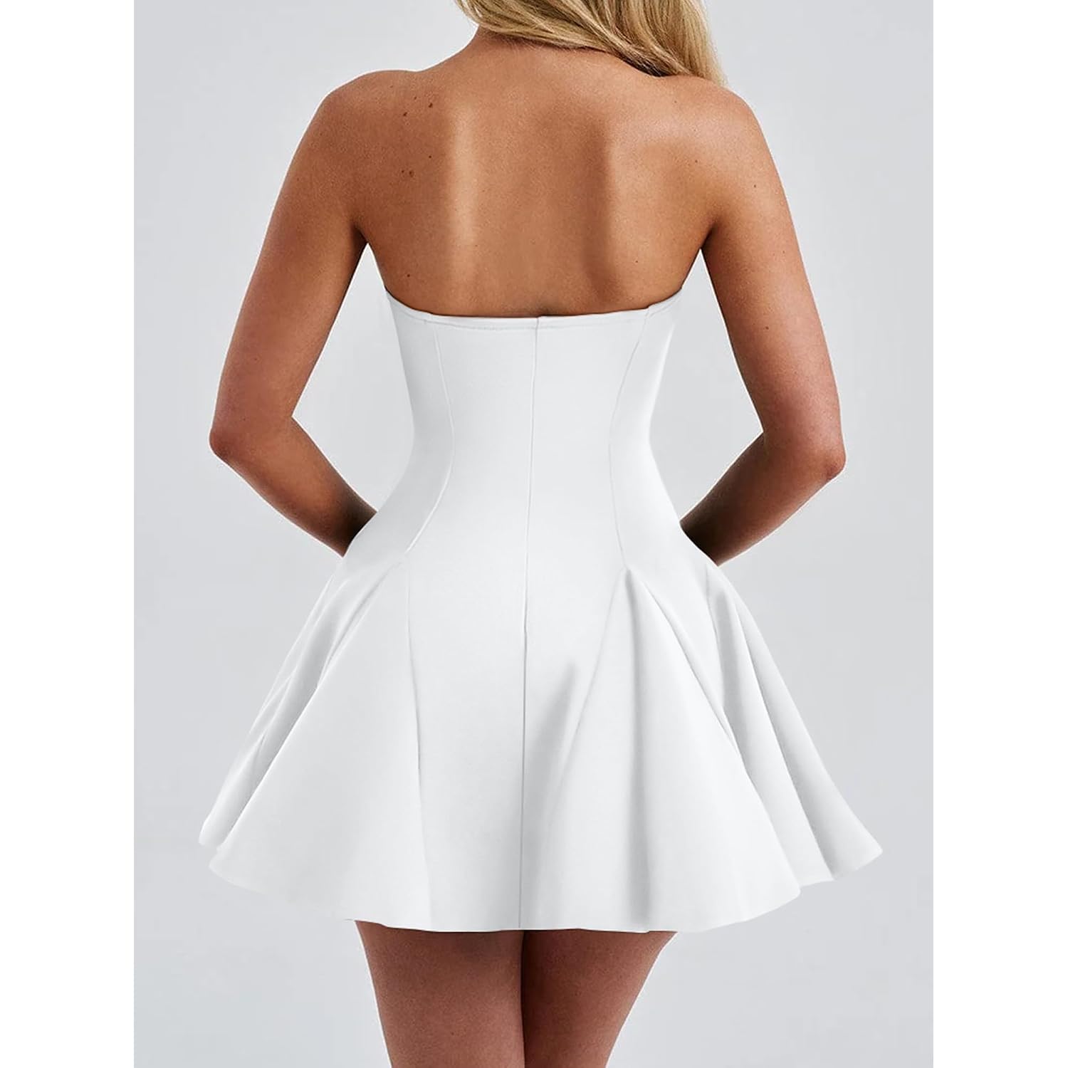 Daawenxi Women'S Sexy Summer Strapless Mini Dress Homecoming Off Shoulder Sleeveless Party Club Short Dresses