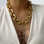 ACEDRE Chunky Choker Necklace Gold Cuban Link Chain Double O Link Necklaces Punk Hip-hop Jewelry for Women