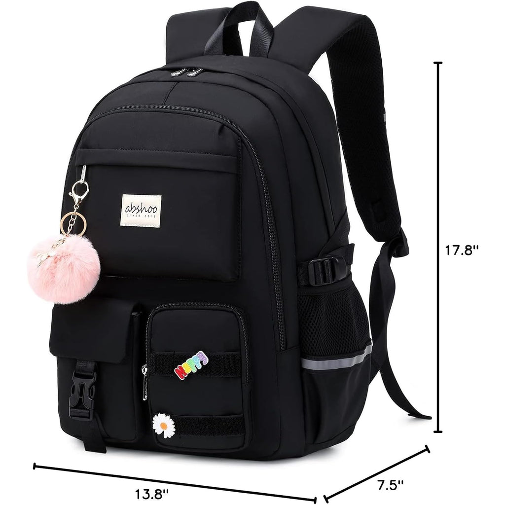 Abshoo Big Student Laptop Backpack For College Women Middle High School Teen Girls Bookbag Travel Daypack (Black) | For College