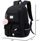Abshoo Big Student Laptop Backpack For College Women Middle High School Teen Girls Bookbag Travel Daypack (Black) | For College