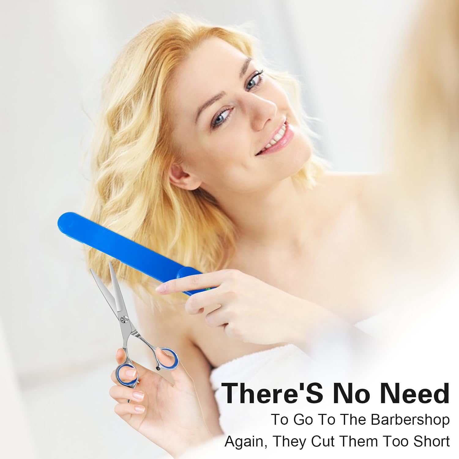 Hair Cutting Scissors, Hair Cutting Kit Women, Diy Home Hair Cutting Tools For Bangs Cutter, Layers, And Split Ends, Scissors For Cutting Baby Hair(Set Of 3) Color Blue