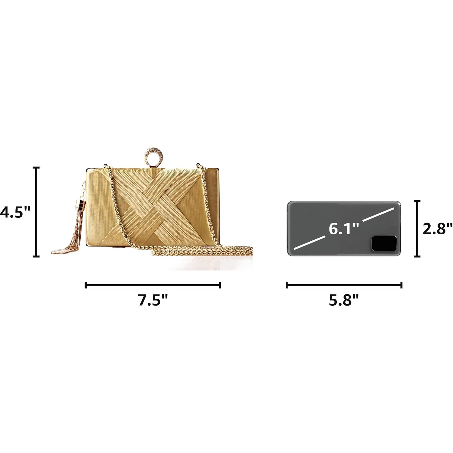 Babeyond Clutch Purses For Women - Evening Bag Tassel Pendant Clutch For Bride Party Prom Wedding