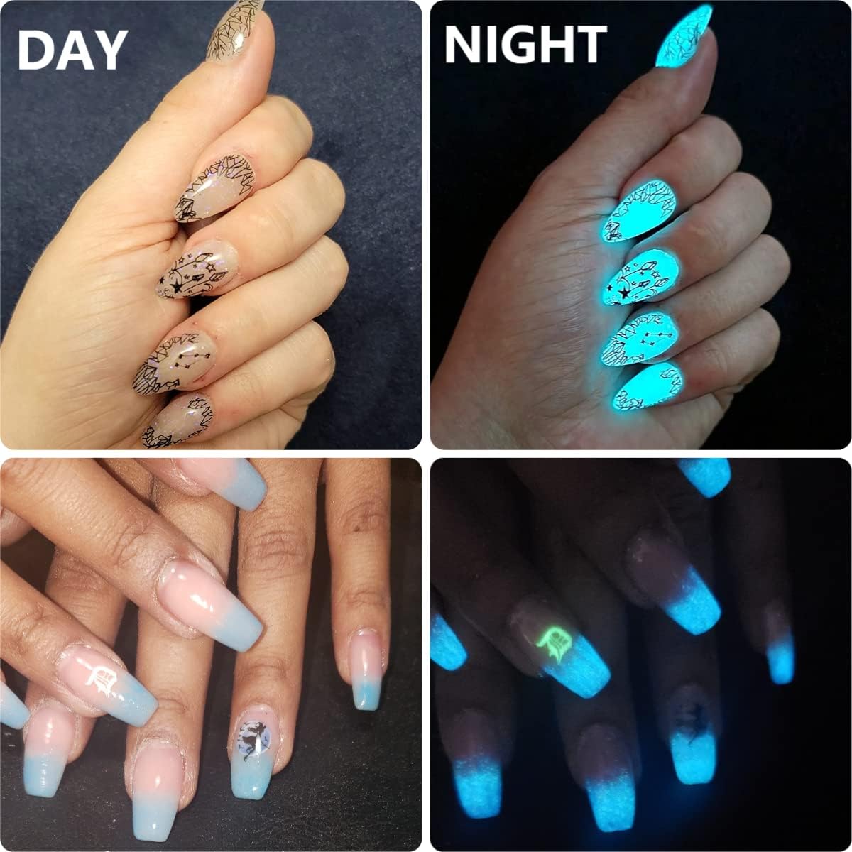 Night Fluorescence Pigment Ultrafine Glitter Glow Powder Nail Art Dust Glow in The Dark Powder Luminous Decor Tip Beauty Tool 12 Colors