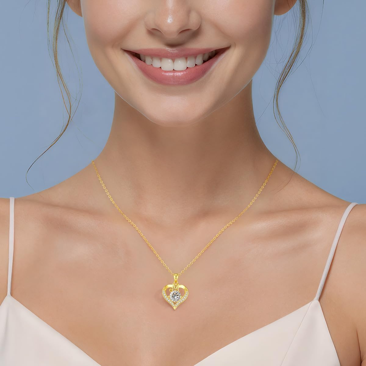 CDE Mothers Day Gifts 18K Gold Plated Initial Love Heart 2 Carat Moissanite Necklaces for Women 925 Sterling Silver Jewelry Christmas Anniversary Birthday Present Gifts for Wife Lady Girlfriend Her
