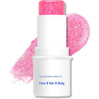 Body Glitter Stick, Chunky Gel For Face And Body Hair, Sparkling Holographic Mermaid Sequins Paint, Waterproof Multiuse Makeup Glitter Paint, 02#Pink