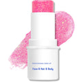 Body Glitter Stick, Chunky Gel For Face And Body Hair, Sparkling Holographic Mermaid Sequins Paint, Waterproof Multiuse Makeup Glitter Paint, 02#Pink