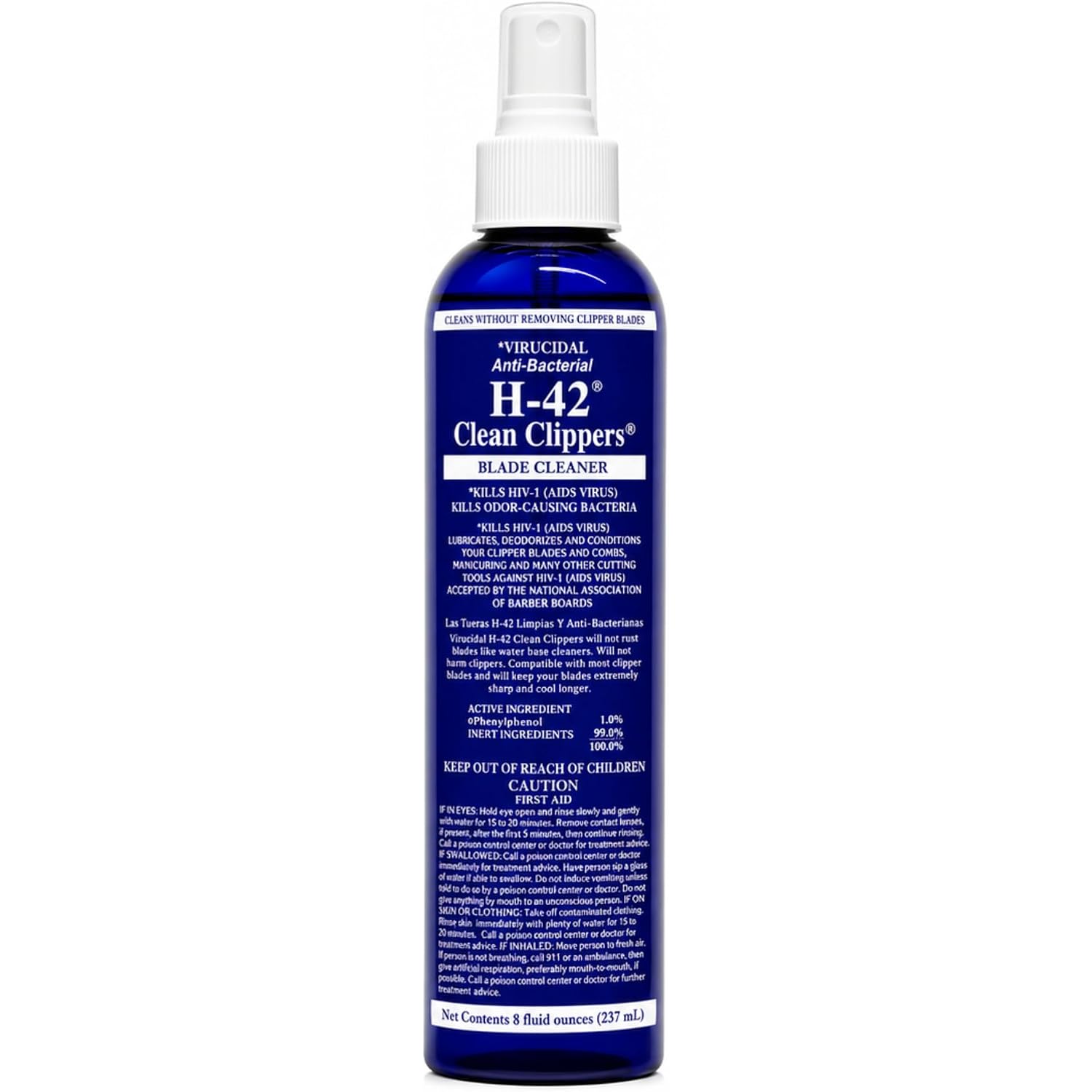 Skin Revolution H-42 Professional Clipper Blade Cleaner - Waterless, Cleans & Cools, 8Oz Spray Bottle