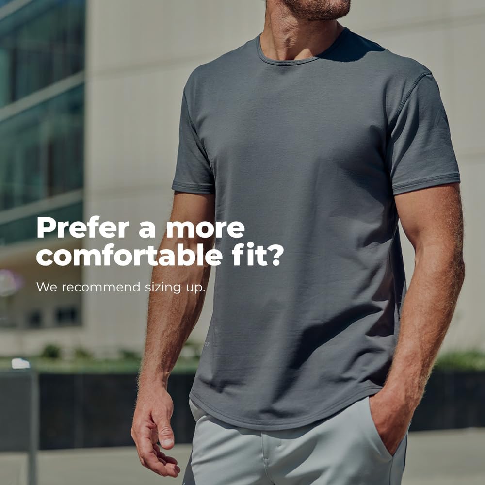 Bylt Mens Drop-Cut Men'S T Shirt, Slim Fit Plain Tshirts For Men, Drop Cut Basic Crewneck Tee, Wrinkle Resistant, Stretch Fit