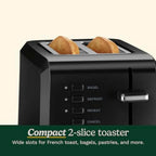Cuisinart CPT-122BK 2-Slice Compact Plastic Toaster, Slots for Bagels & Bread, 7 Shade Settings, Cancel/Defrost/Reheat Functions, Removable Crumb Tray, Small Kitchen Appliance for Home & Office, Black