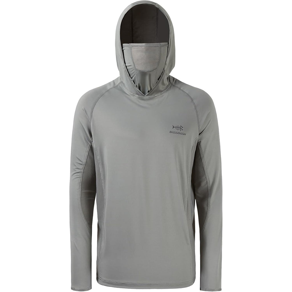 Bassdash Upf 50+ Men’S Long Sleeve Fishing Shirt With Mask Uv Neck Gaiter Hoodie