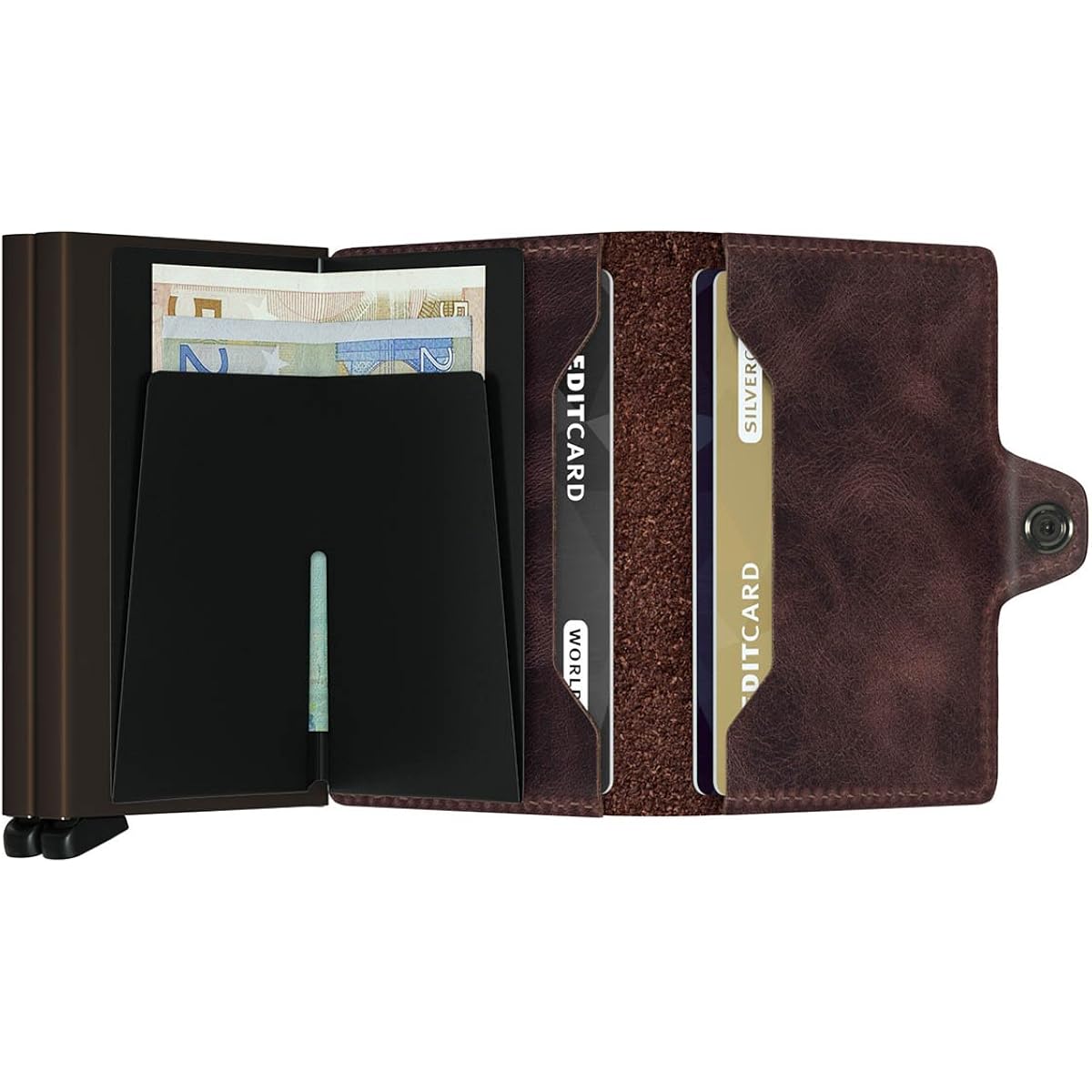 Secrid Twin Wallet, Vintage Chocolate, Genuine Leather With Rfid Protecton, Holds Up To 16 Cards