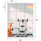 Ruomeng Home Gym Mirrors 12 Inch x 12Pcs Wall Mounted Mirror Glass Frameless Full Length Mirror Tiles for Home Gym, Bedroom, Door & Bathroom