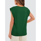 WIHOLL Cap Sleeve Tops for Women Summer Top Basic Tee Shirts Business Casual Tank Loose Fit 2026 Fashion