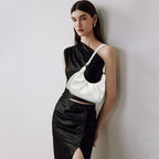 KKXIU Shoulder Bag Crescent Handbag Ruched Purse Underarm Bag Mini Hobo for Women,Detachable Gold Chain Crossbody Bag