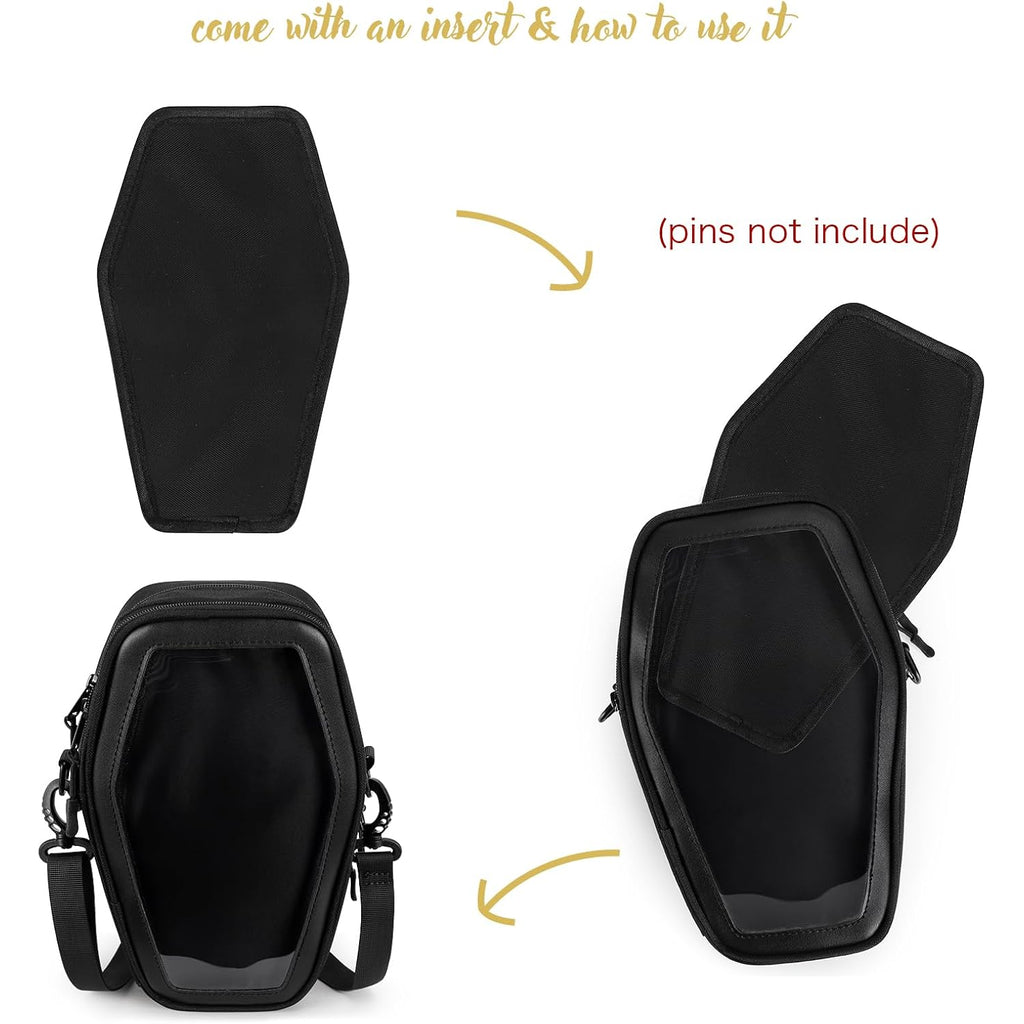 Steamedbun Ita Coffin Purse With Insert Gothic Crossbody Bag For Halloween